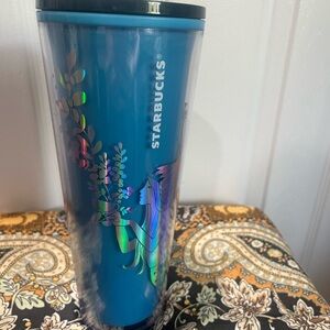 Starbucks Teal Tumbler with Iridescent Art